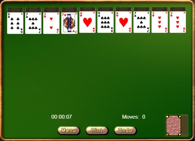 Screenshot spider solitaire golden game