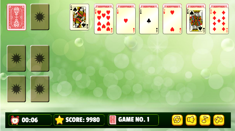 web solitaire card game screenshot