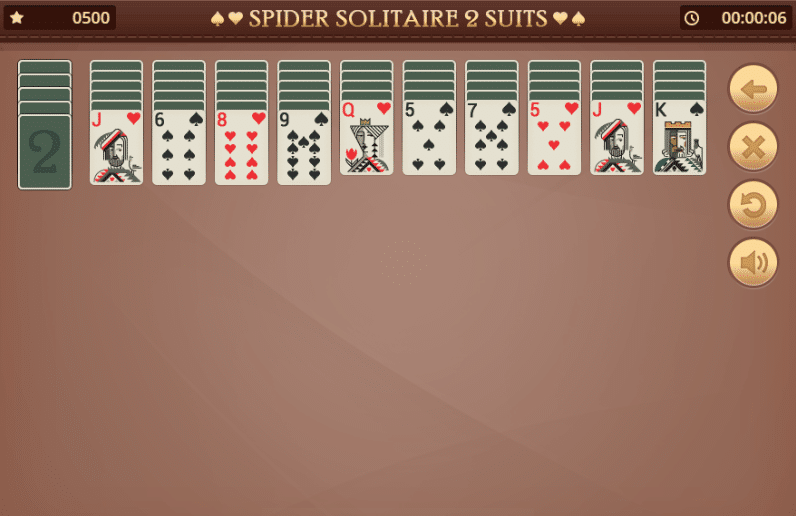 screenshot spider solitaire 2 suits from gameboss game
