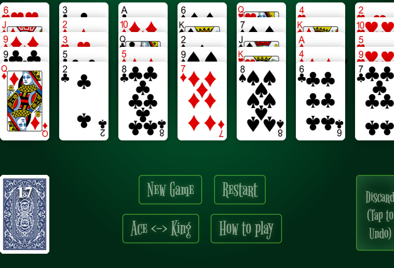 screenshot patience solitaire game play