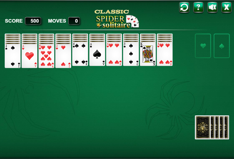 classic spider solitaire game screenshot