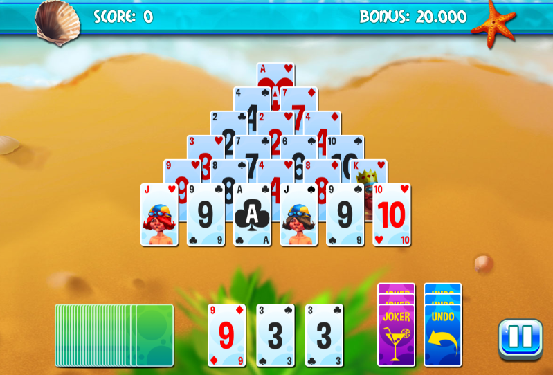 screenshot pyramid solitaire beach resort game