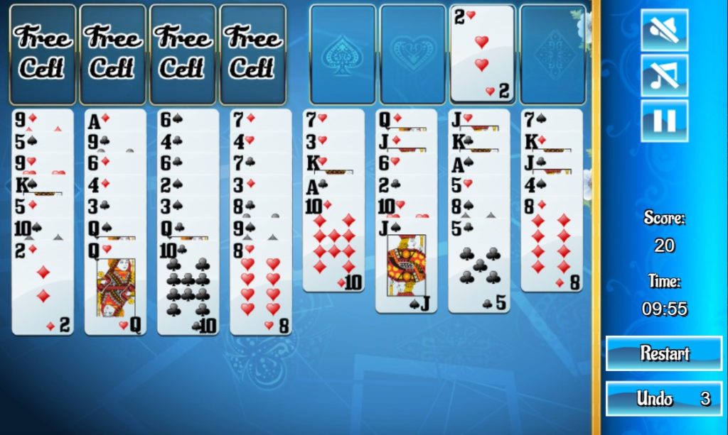 screenshot of freecell solitaire classic addicting games