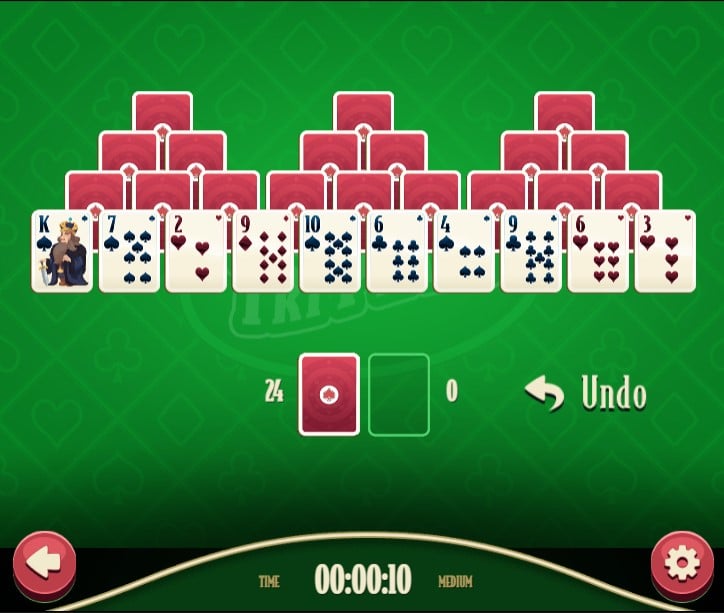 screenshot tripeaks solitaire dagelijkse schokgolf gameplay