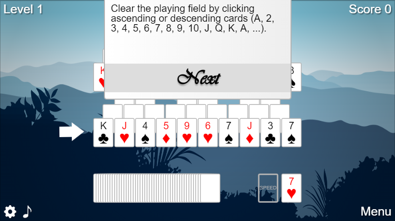 6 peak solitaire game screenshot
