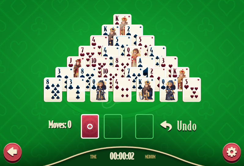 daily pyramid solitaire shockwave game screenshot